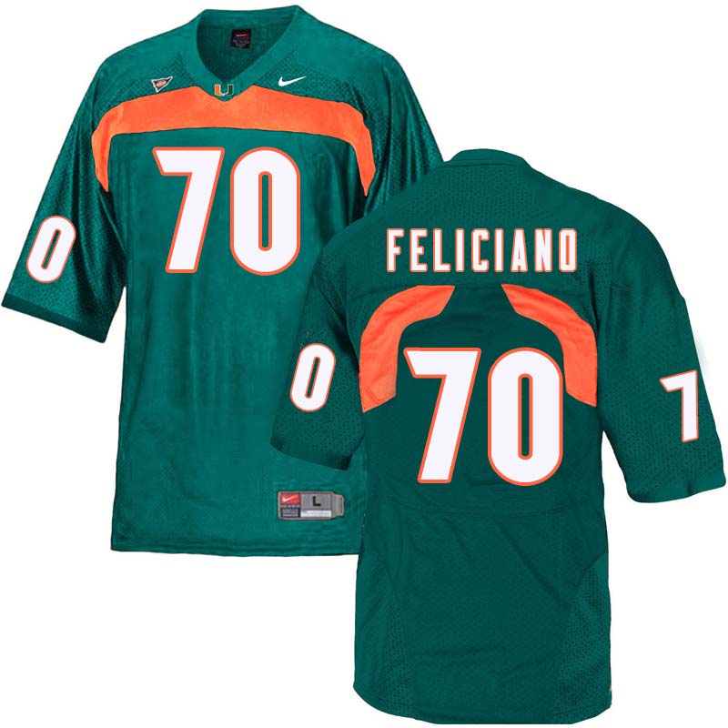 Nike Miami Hurricanes #70 Jon Feliciano College Football Jerseys Sale-Green - Click Image to Close